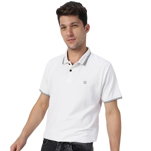 Image of Urbano Fashion Men's Solid Slim Fit Half Sleeve Cotton Polo T-Shirt