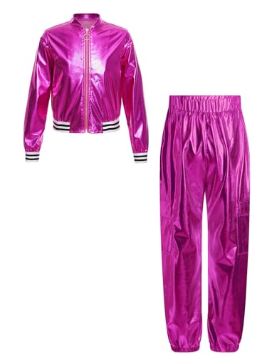 Opiniones de Pantalones de traje para Niño los más recomendados. 41 Lejafay Traje De Baile Moderno De Jazz Y Hip Hop para Niños Y Niñas Traje De Chándal De Chaqueta De Manga Larga Metálica Pantalones para Fiesta De Disco Rosa Fuerte 7-8 Años