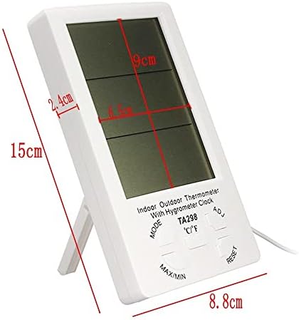 JZK TA298 Digital LCD indoor and outdoor temperature hygrometer temperature & humidity monitor meter gauge for home or office, white