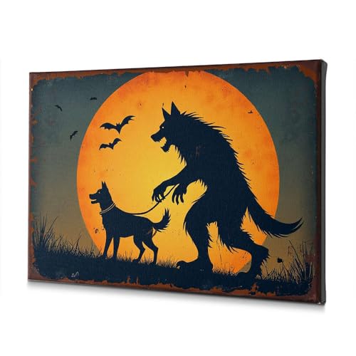 Toile loup pleine lune 40 x 60 cm avec impression haute définition sur châssis