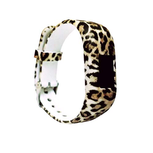 Dunfire Replacement Wristbands and Clip Cases for Garmin Vivofit 3/ Vivofit JR/JR 2, Large Size and Small Size Bands, One Size Clip Holder Cover (1PC - Leopard, Large)