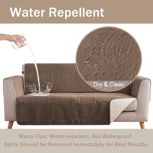 Image of Quilted Grand Sofa Covers Washable, Couch Cover for Grand Sofa, Soft Cozy Couch Protector for 4 Cushion Couch, Oversized Grand Sofa Slipcovers Water-Repellent (Grand Sofa 88 inch, Raw Umber)
