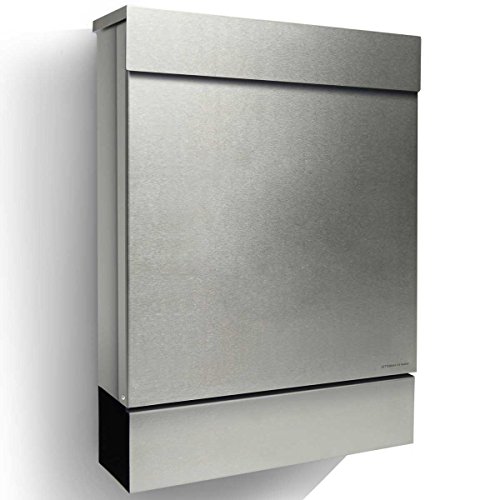 Letterman M Radius Design-Briefkasten Edelstahl mit Zeitungsfach, moderner Postkasten mit Zeitungsrolle und Einwurf Oben Cover