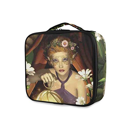 Preisvergleich Produktbild SUGARHE Mädchen Elfe mit grünem LaternendruckKosmetik Reise Kulturbeutel Täschchen mit Reißverschluss