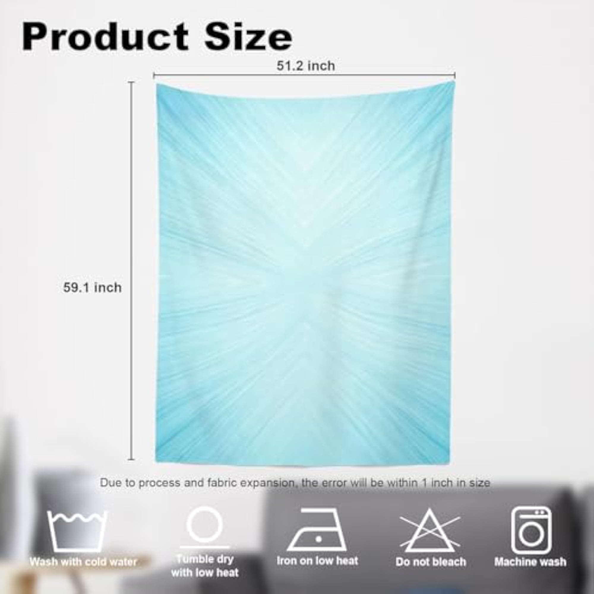 Light Blue Pure Bright Wall Tapestry, Turquoise Color