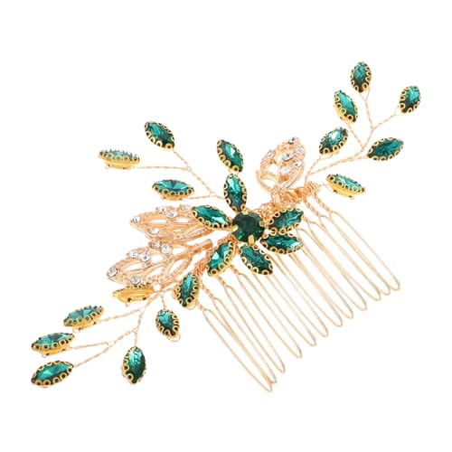 MOTHNUR 古風新娘頭飾 緑色合水晶ヘアコーム 歯付きクリップ ブライダルヘアピース 結婚式用花嫁と 向け伝統的アクセサリー