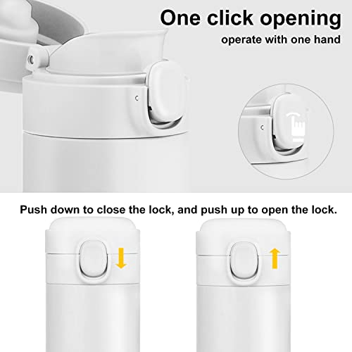 Image of YINJAM Insulated Travel Water Bottle Metal Coffee Cup Mug Stainless Steel Reusable Flask Tumbler for Men Women Gym Hiking Sports (White, 15 Oz)