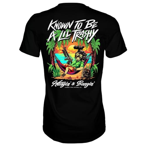 Combat Iron Men's Graphic Short Sleeve T-Shirt - Known to Be a Little Trashy Raccoon Tactical Tee
