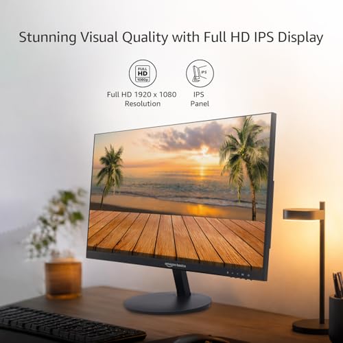 Image of Amazon Basics 23.8 inch (60.45 cm) IPS Full HD Monitor | 1920 x 1080 Pixels | 100Hz | Borderless Design | HDMI & Display Port | 16.7M Colors | 1000:1 Contrast | Blue Light Eye Comfort | VESA Mount (Black)