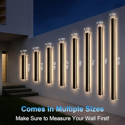 Image of Modern Outdoor Wall Lights - 2pack 39inch Dimmable Black Exterior Light Fixtures Wall, Porch Lights Outdoor Wall Sconce, Patio Long Strip Wall Light Fixtur Outside for Garage, House(4.72 Inch Wide)