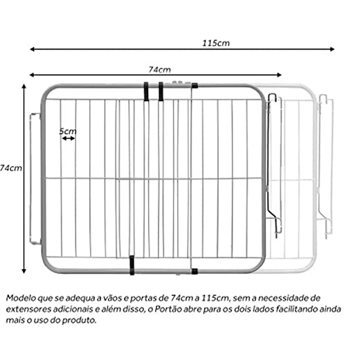 Portao Cercado Cães Bebês Portão Pet Extensivo De 74 Cm A 115 Cm Branco