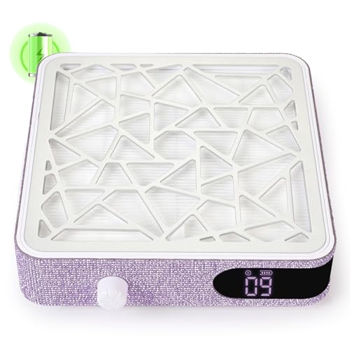 Image of CHRISTINE SHELLY Nail Dust Collector, Cordless Dust Collector Nail Tech, Powerful Vacuum Fan Vent Dust Collector Extractor Dust Suction Machine for Acrylic Nails Polishing, Nail Salon, Light Purple