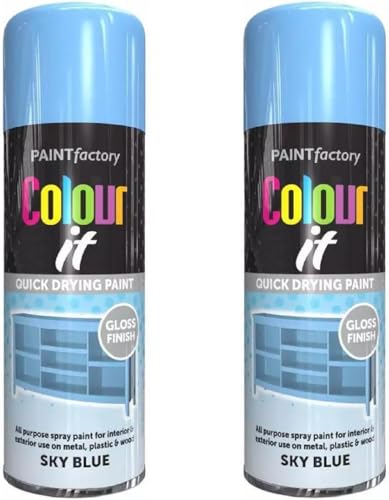 MIXEL Sky Blue Gloss Spray Paint, DIY Projects, Quick-Drying, Easy To Apply, Ideal For Crafts, Furniture, Metal, Plastic, Automotive, Suitable For Indoor And Outdoor Use, 400ml, (2 Pcs)
