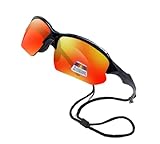 SydeStyle Polarized Bifocal Sunglasses Reading Glasses for Men Women Sports Wrap Mirror Fishing Baseball Cycling (Fire Red, 2.50, x)