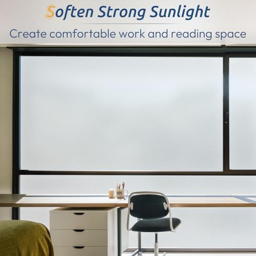 rabbitgoo Window Films for Privacy Frosted Glass Film, 44.5x200cm, Frosted - 3