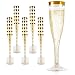 Gold Glitter Plastic Champagne Flutes: Elegant Clear Plastic Champagne Glasses Set for Formal Events - Bulk Disposable Champagne Flutes for Parties, Wedding Toasting, Showers and More - 30 Piec