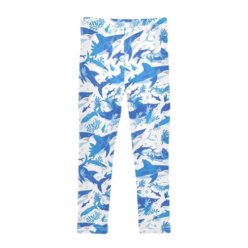 KLL Shark Water Blue Pattern Toddler Girls' Cotton Pants Fashion High Waisted Workout Pants Sports2