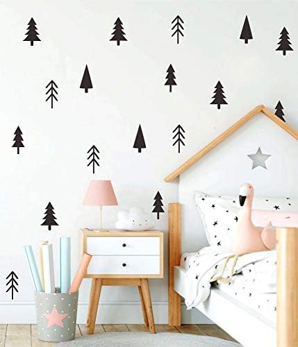 Pine Tree Wall Sticker Small Tree Wall Decal Vinyl Black Tree Wall Stickers Forest Tree Wall Stickers for Kids Room Pine Tree Wall Decals Nursery Bedroom Decor 4 41MUwcK3stL. AC