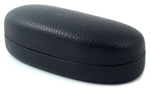 Image of Calabria HC-7 Hard Shell Eye Glasses Case PU Leather Felt Extra Large Sunglass Holder Snap Closure Men Women Neutral Durable
