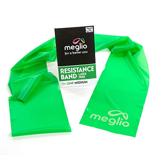 Meglio Latex Free Resistance Bands 7ft. Exercise Bands for Physical Therapy, Strength Training Workouts, Yoga, Pilates, Stretching. Range of Resistance Strengths & Exercise Guide Booklet Included