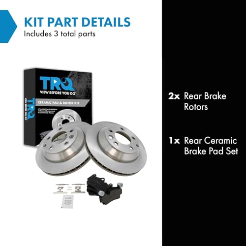 Image of TRQ Rear Brake Pad and Rotor Set Ceramic | For 2007-2015 Audi Q7 2003-2010 Porsche Cayenne 2004-2010 Volkswagen Touareg