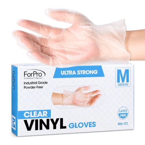 ForPro Disposable Vinyl Gloves, Clear, Industrial...