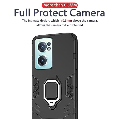 Image of Pikkme Back Cover for OnePlus Nord CE 2 5G | 360 Protection | Ring Holder | Kickstand | Tough Armor Case (Black)