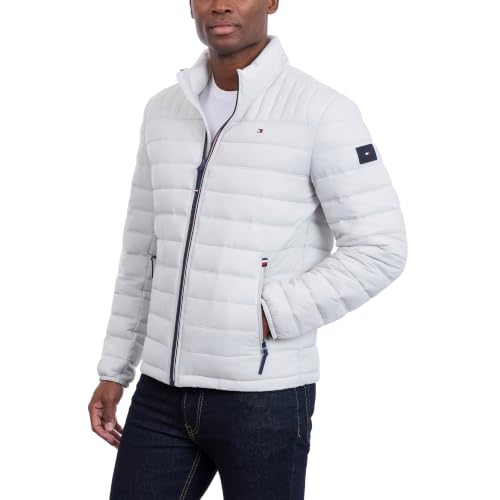 Image of Tommy Hilfiger Mens Embroidered Logo Puffer Jacket