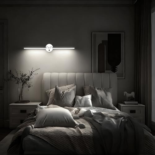 Image of Kawell 12W LED Wall Light Hardwired with Switch 300 Rotatable Arms Modern Sconce Lighting for Living Room Bedroom Hallway Indoor Energy Efficient Fixture, White 6000K