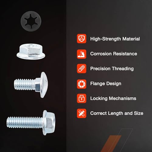 Image of ATRACYPART Gas Tank Skid Plate Bolts Compatible with Jeep Wrangler YJ CJ CJ5 CJ7 Scrambler 1976-1995 (Include Bolts & Flange Nuts & Pushnut Bolt Retainers)