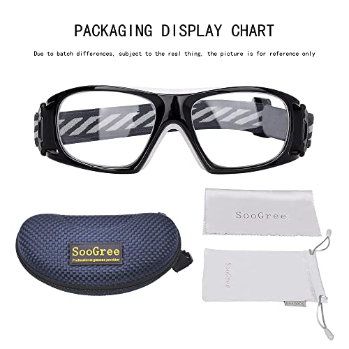 Soogree Sport Goggles Basketball Soccer Football Sports Protective Eyewear Goggles Eye Safety Glasses Men Women Racquetball Goggles Lens Replaceable (Black Frame Clear Pad) #TOP6