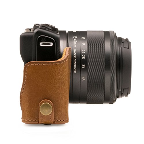 Funda para Cámara Canon EOS M100 M200 Cuero Marrón Claro miniatura 5
