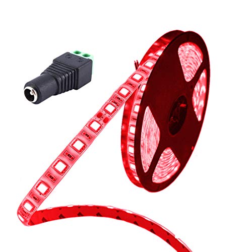 JOYLIT 24V Ruban à LED Rouge, 5 Mètres IP65 Étanche 300 LEDs 5050 SMD Flexible Bande LED