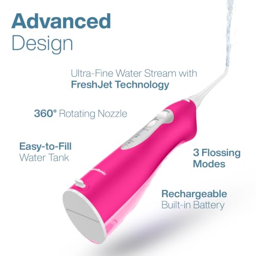 Image of AquaSonic Water Flosser - Cordless Rechargeable Water Flossers for Teeth Cleaning - Waterproof Aqua Flosser, Portable Oral Irrigator for Dental Cleaning with 5 Jet Tips - Braces Home Travel