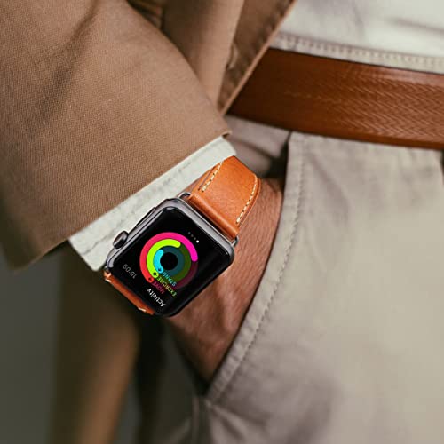 Image of HUAFIY Compatible for Apple Watch Bands 42mm 44mm45mm46mm 49mm 38mm 40mm41mm, Genuine Leather Band Strap for iWatch Series 11 /10 /9 /8,7,6,5,4,3,2,1, Ultra3 2 1