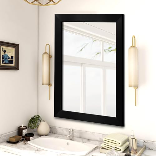 Image of Wall Hanging 1.75 ft Black Water Proof PVC Framed Mirror |Wall Mirror for Bedroom or Bathroom |Home Decor Wall Mounted for Bedroom Living-Room| washroom Mirror for Wall