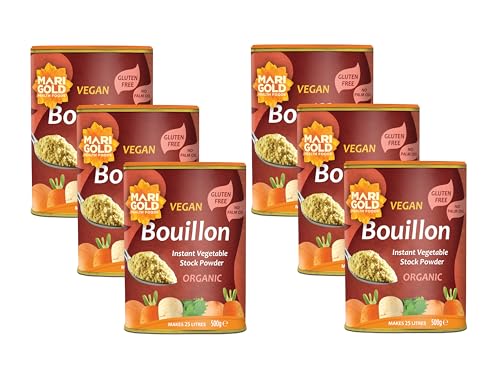 Image of Marigold Health Foods Organic Swiss Vegetable Vegan Boullion Instant Stock and Delicious Hot Drink - Gluten Free 500g (Pack of 6)