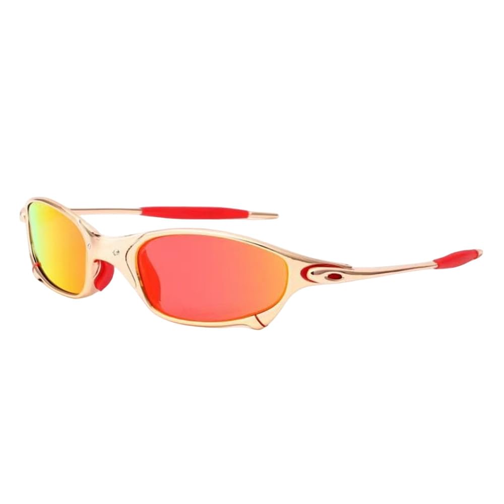 Lunettes de Soleil polarisées pour Homme, Lunettes de Cyclisme UV400, Lunettes de Soleil de pêche, Lunettes de vélo en métal, Lunettes de Cyclisme, Lunettes d'équitation (9 Taille Unique)