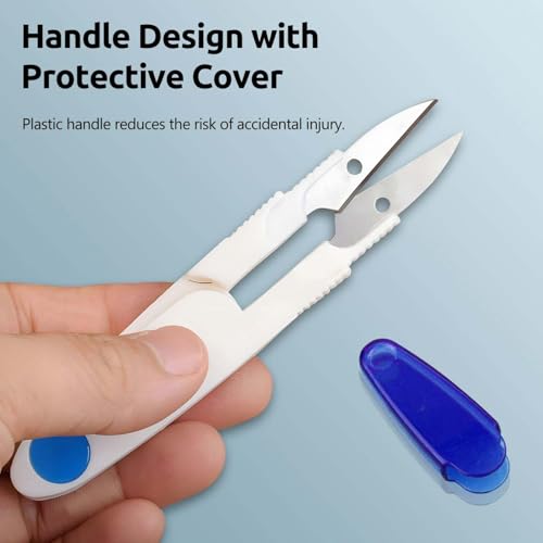 Image of Prabhas Designs U-Shaped Portable Plastic Small Yarn Scissors with Transparent Cover, Thread Cutter for Embroidery, Fabric, Paper, Quilting, Scrapbooking, Dressmaking, Handwork (1)