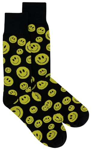3 Pair of Biagio Solid YELLOW SMILEY FACE Black Color Men's COTTON Dress SOCKS2