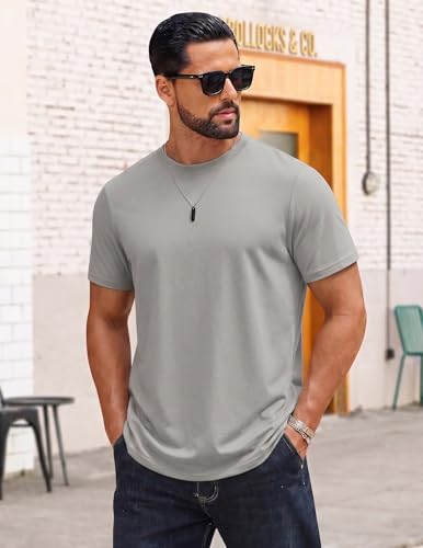 Image of COOFANDY Mens T-Shirts 100% Cotton Crewneck Short Sleeve Tees Casual Plain Shirts
