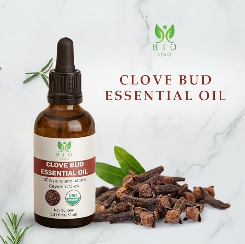 Image of Bio sense 100% Pure Ceylon Organic Clove Bud Essential Oil, USDA Certified | 15ml (0.5 Fl Oz) | 100% Pure & Organic Clove Bud Essential Oil | Use for Diffuser and Candle Making.