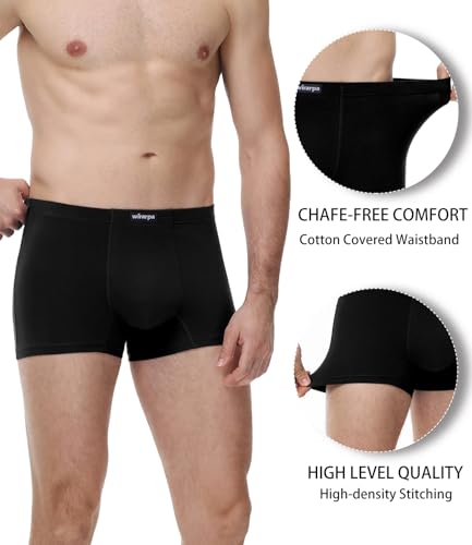 wirarpa Men's Cotton Trunks Underwear Short Leg Covered Band Boxer Briefs 4 Pack2