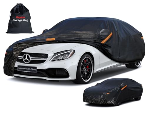 Kayme Funda Coche Exterior, Compatibles con Mercedes-Benz Clase C Sedán W204/W205/W206/C180/C200/C220 (2007-2025), Cubierta para Coche Impermeable Transpirable Anti-UV Antipolvo de 7 Capas.
