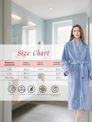 Image of Soft Robe For Women,Warm Plush Bath Robes Female,Spa Towel After Shower Lightweight Long Bathrobe