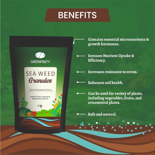 Image of GREENFINITY Seaweed Pro Granules For Indoor & Outdoor Plants | Growth Booster Granulated Fertilizer | 1kg