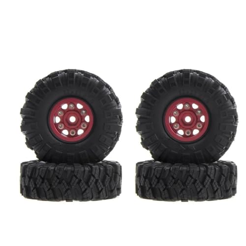 RC�^�C�� For Axial SCX24 AX24 For TRX4M FCX24 1/18 1/24 RC �N���[���[�J�[ 4�� 62X21mm 1.0�C���` ���^�� �r�[�h���b�N �z�C�[�� ���� �^�C�� �Z�b�g(Red)