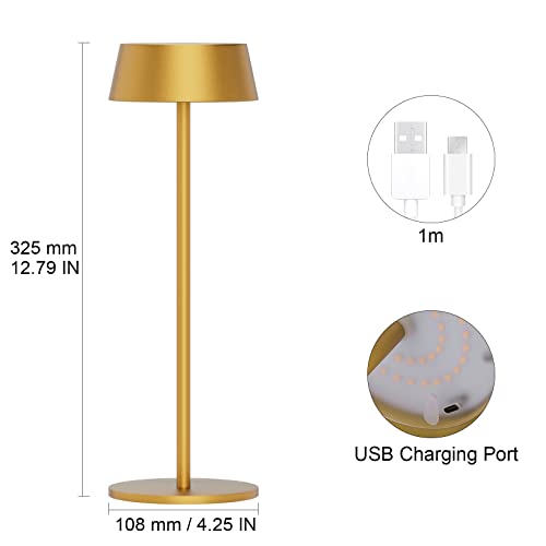 Ralbay 2 Pack Gold Cordless Table Lamp,Rechargeable Led Table Lamp,Ip54 Waterproof Outdoor Battery Operated Stepless Dimming 5000Mah Outdoor Table Lamp For Indoor Outdoor Coffee Dining Table Lights #TOP2