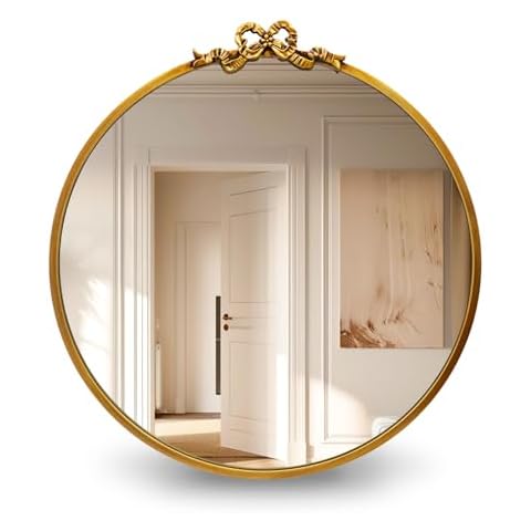 TopCity Vintage Round Gold Mirror for Decor Cover