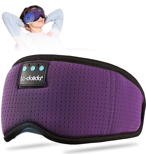 Image of LC-dolida Bluetooth Sleep Mask,Wireless Bluetooth Sleep Mask,Sleep Headphones,Ideal for Travel,Night Work,Napping,Side Sleeping and Office Use for Both Men and Women，Earplugs Included (Rose Purple)